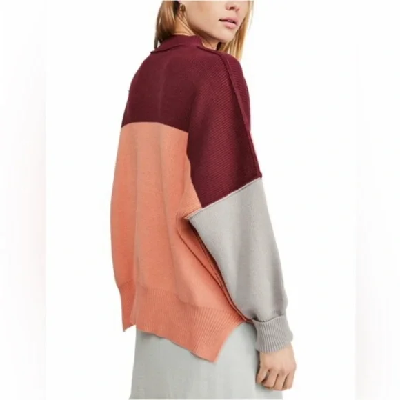 Free People Easy Street Colorblock Sweater Sz S - Picture 8 of 13